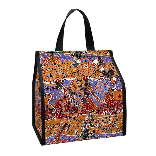 Australian Animals Pattern Print Insulated Lunch Tote