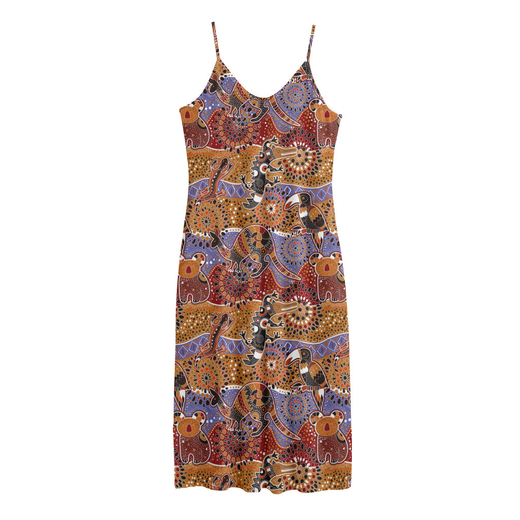 Australian Animals Pattern Print Jersey Midi Cami Dress