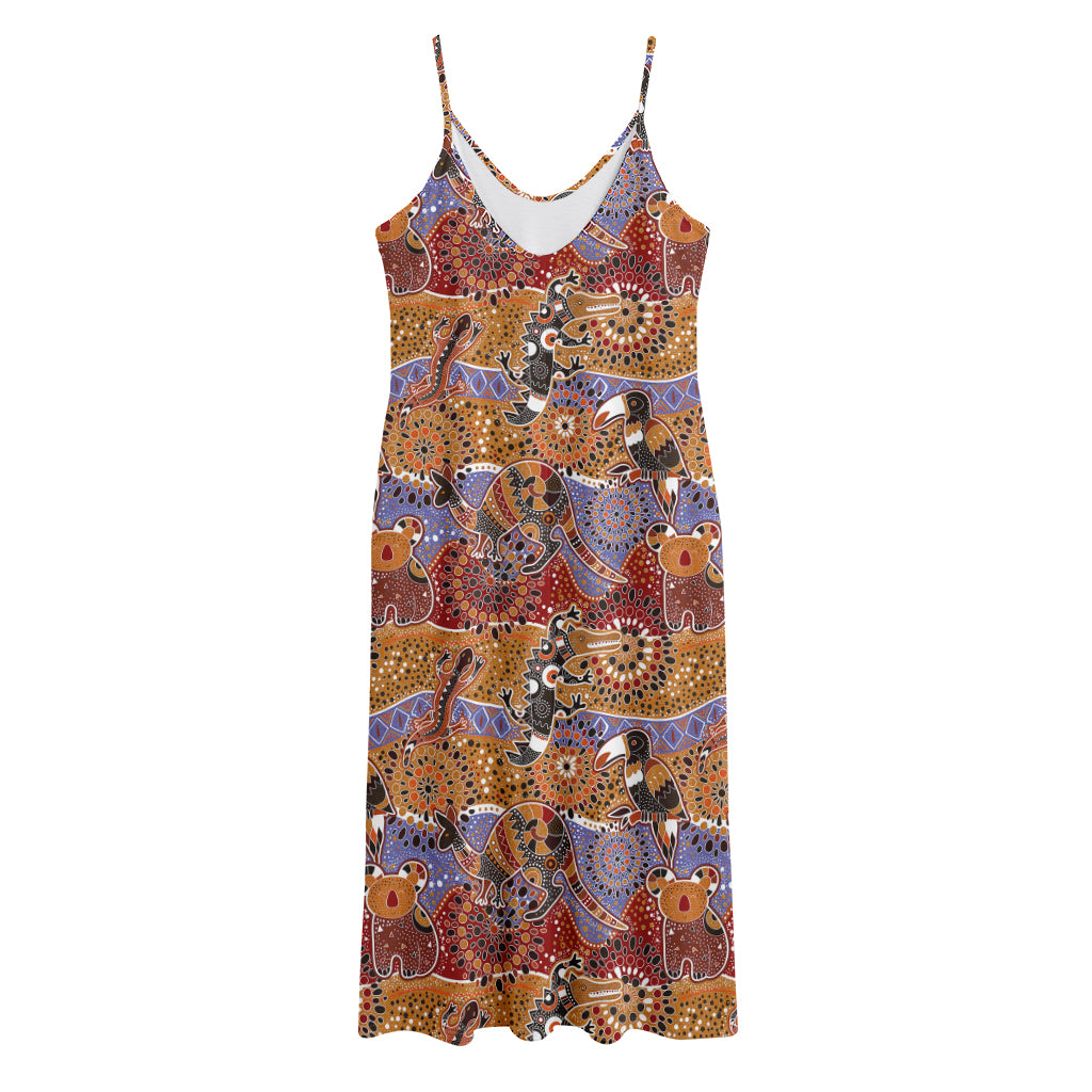 Australian Animals Pattern Print Jersey Midi Cami Dress
