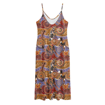 Australian Animals Pattern Print Jersey Midi Cami Dress