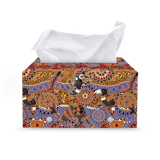 Australian Animals Pattern Print Leather Tissue Box Cover