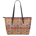 Australian Animals Pattern Print Leather Tote Bag