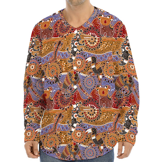 Australian Animals Pattern Print Long Sleeve Baseball Jersey