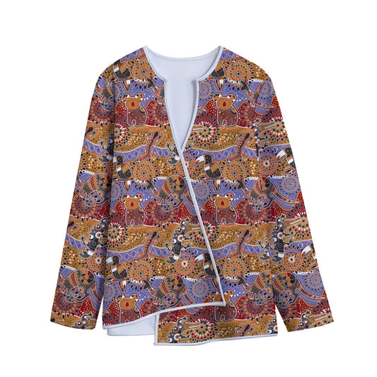 Australian Animals Pattern Print Long Sleeve Short Coat