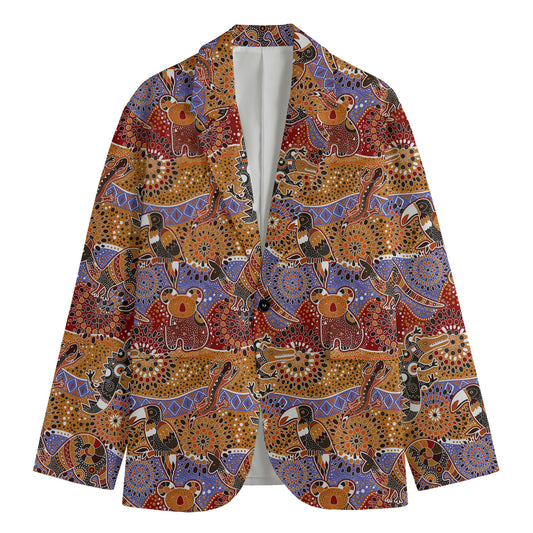 Australian Animals Pattern Print Men's Blazer