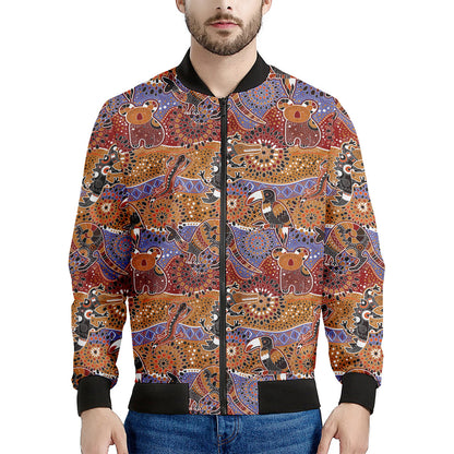 Australian Animals Pattern Print Men's Bomber Jacket