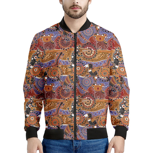Australian Animals Pattern Print Men's Bomber Jacket