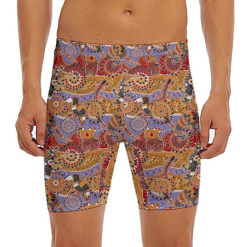 Australian Animals Pattern Print Men's Long Boxer Briefs
