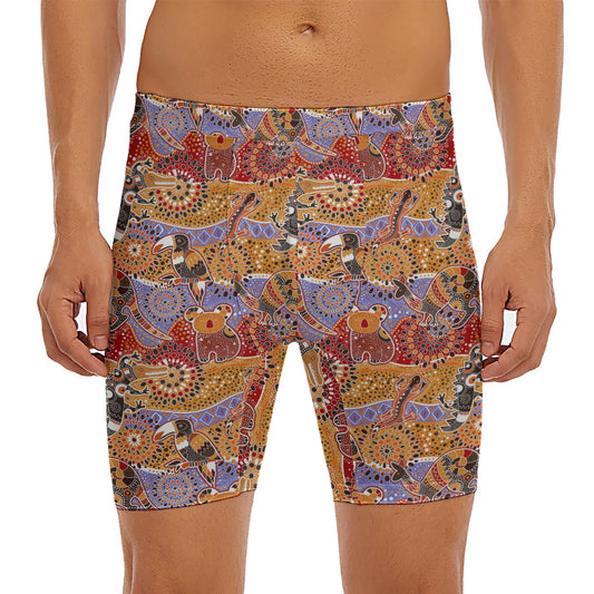 Australian Animals Pattern Print Men's Long Boxer Briefs