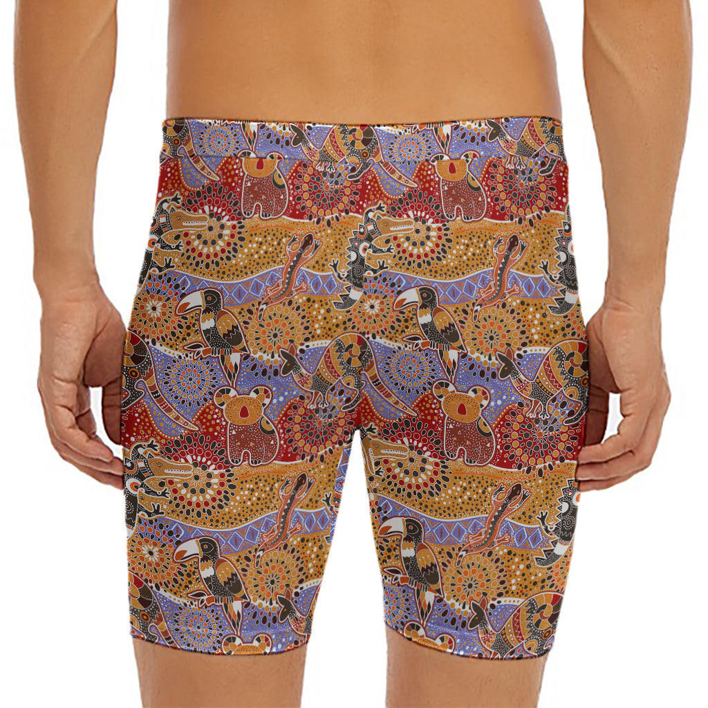 Australian Animals Pattern Print Men's Long Boxer Briefs