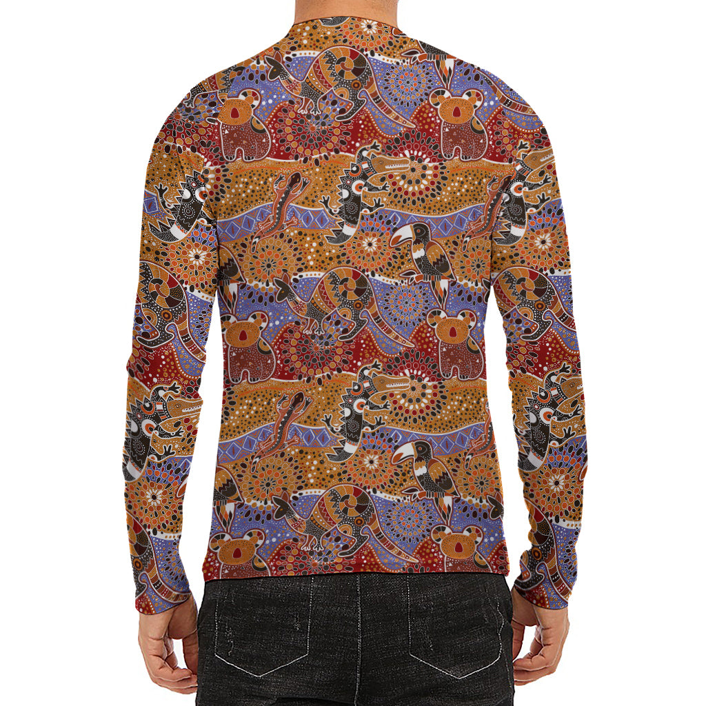 Australian Animals Pattern Print Men's Long Sleeve Rash Guard