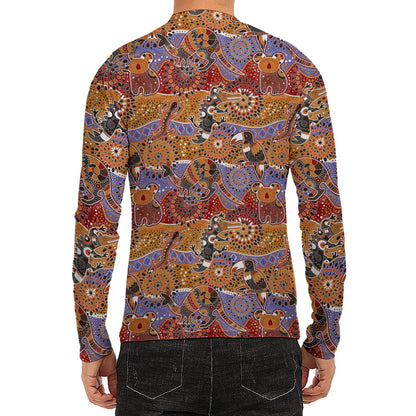 Australian Animals Pattern Print Men's Long Sleeve Rash Guard