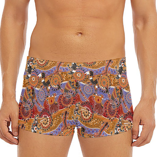 Australian Animals Pattern Print Men's Short Boxer Briefs