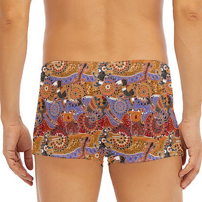 Australian Animals Pattern Print Men's Short Boxer Briefs