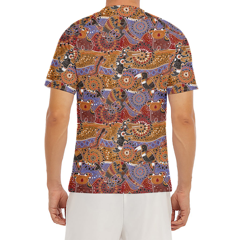 Australian Animals Pattern Print Men's Short Sleeve Rash Guard