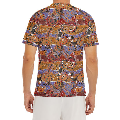 Australian Animals Pattern Print Men's Short Sleeve Rash Guard