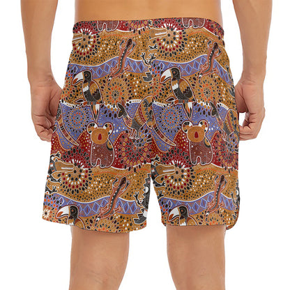 Australian Animals Pattern Print Men's Split Running Shorts