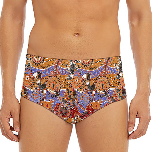 Australian Animals Pattern Print Men's Triangle Swim Briefs