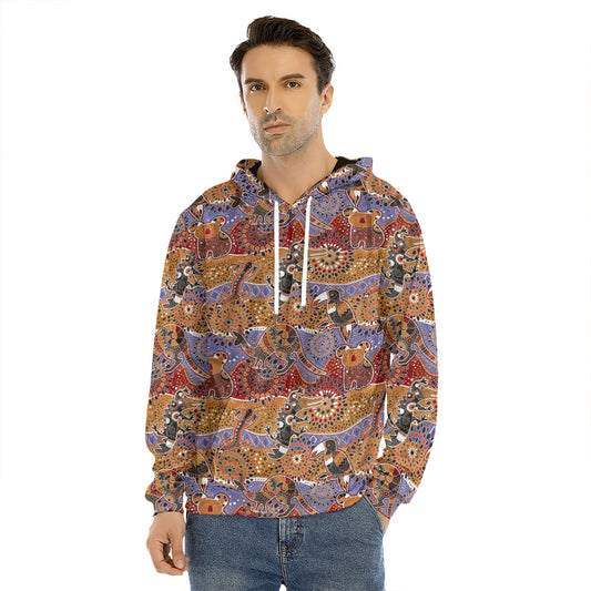 Australian Animals Pattern Print Men's Velvet Pullover Hoodie