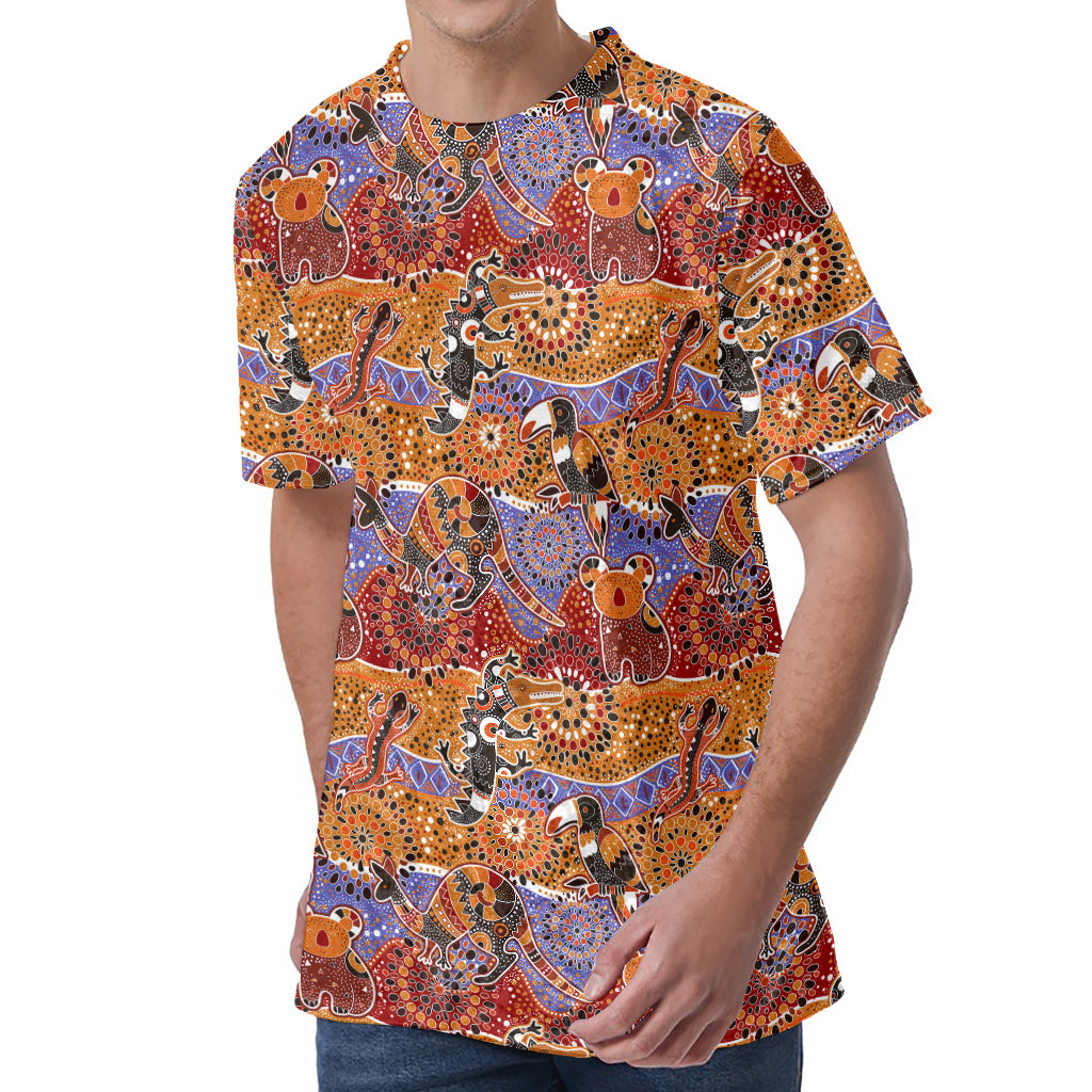 Australian Animals Pattern Print Men's Velvet T-Shirt