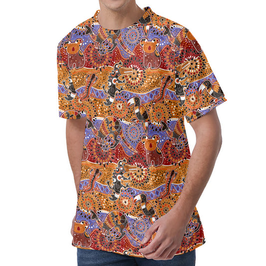 Australian Animals Pattern Print Men's Velvet T-Shirt