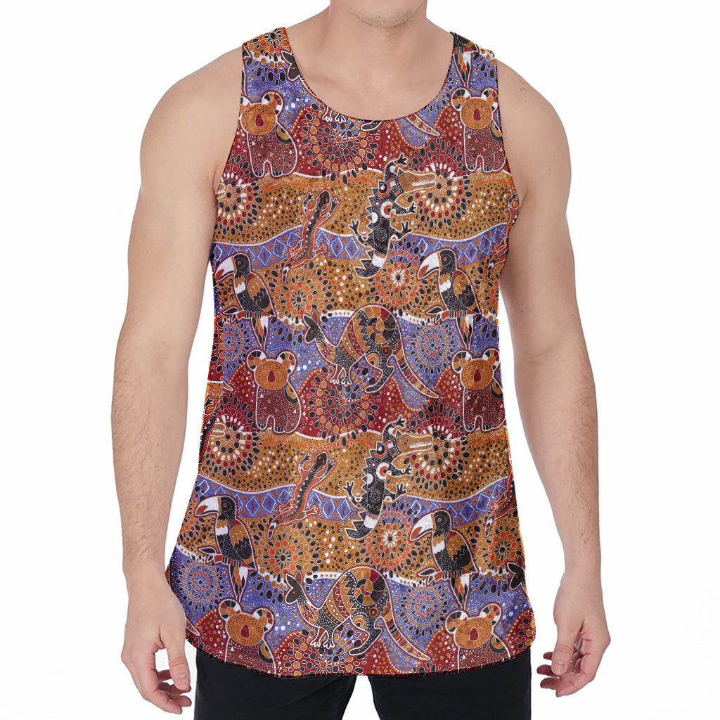 Australian Animals Pattern Print Men's Velvet Tank Top