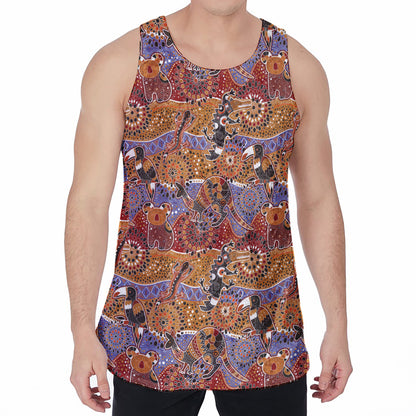 Australian Animals Pattern Print Men's Velvet Tank Top