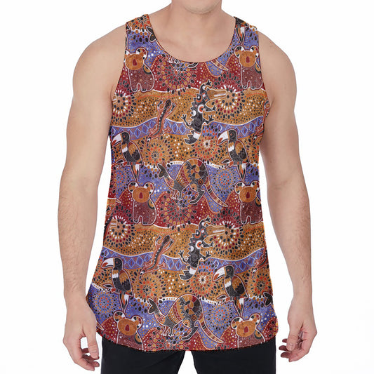 Australian Animals Pattern Print Men's Velvet Tank Top