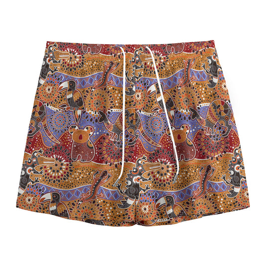 Australian Animals Pattern Print Mesh Shorts