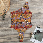 Australian Animals Pattern Print One Shoulder Bodysuit