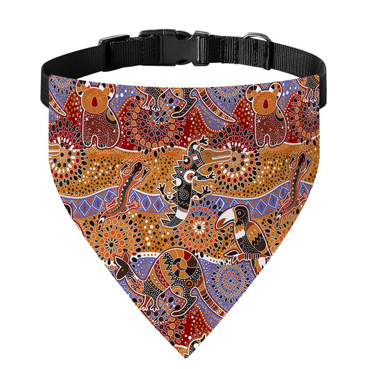 Australian Animals Pattern Print Over The Collar Dog Bandana