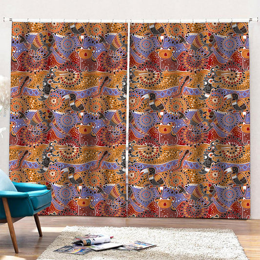 Australian Animals Pattern Print Pencil Pleat Curtains