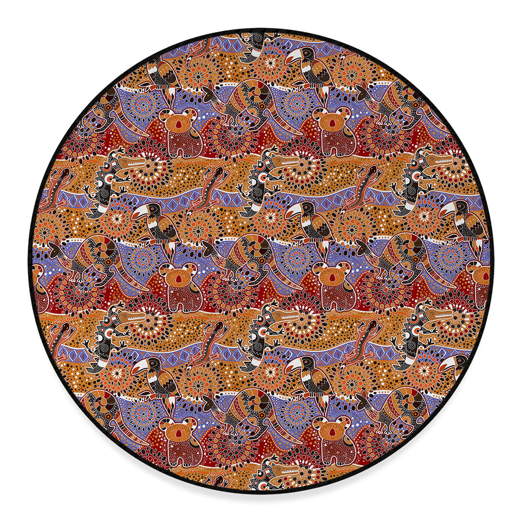 Australian Animals Pattern Print Round Floor Mat