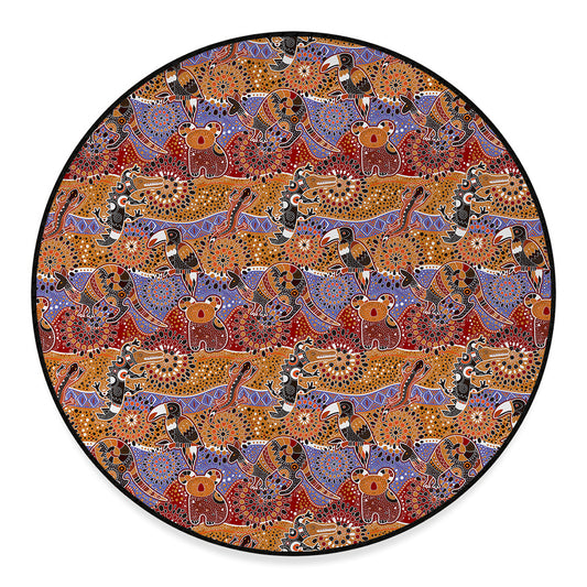 Australian Animals Pattern Print Round Floor Mat