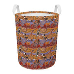 Australian Animals Pattern Print Round Laundry Basket