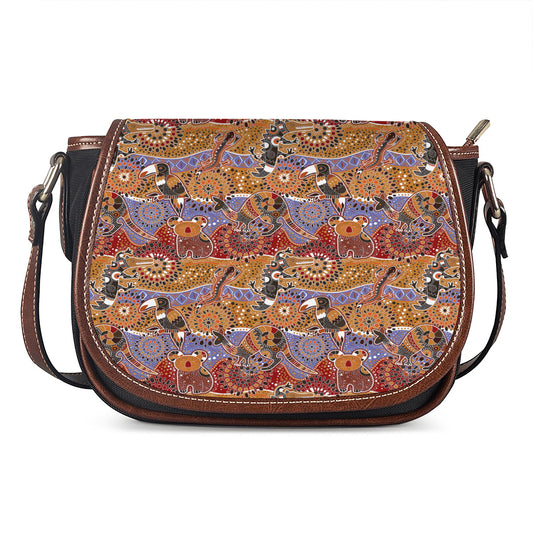 Australian Animals Pattern Print Saddle Bag