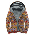 Australian Animals Pattern Print Sherpa Lined Zip Up Hoodie