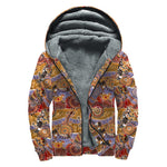 Australian Animals Pattern Print Sherpa Lined Zip Up Hoodie