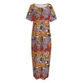Australian Animals Pattern Print Short Sleeve Long Nightdress