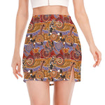 Australian Animals Pattern Print Side Slit Mini Skirt