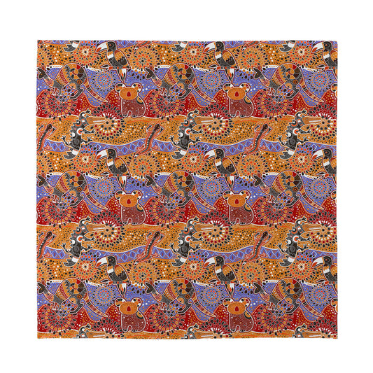 Australian Animals Pattern Print Silk Bandana