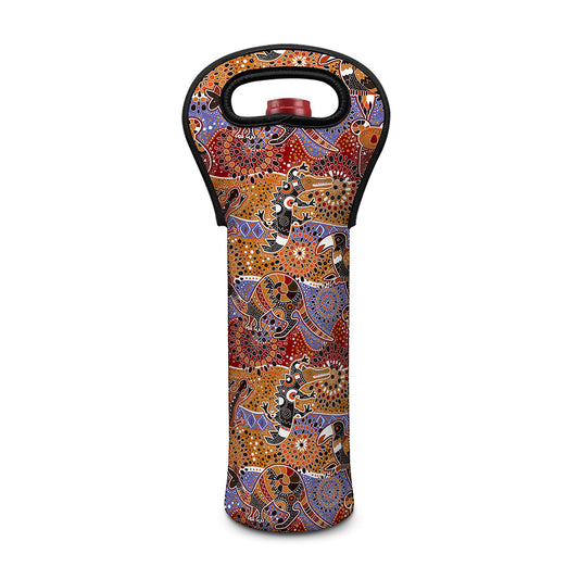 Australian Animals Pattern Print Single Neoprene Wine Tote