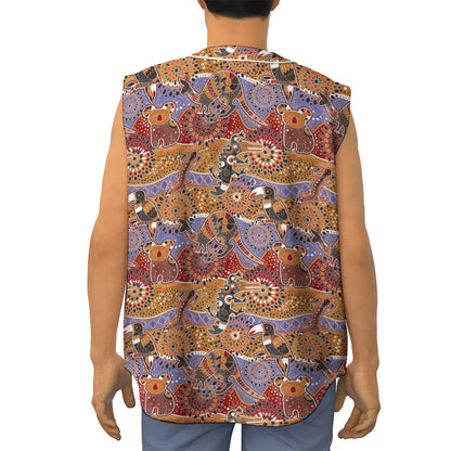Australian Animals Pattern Print Sleeveless Baseball Jersey