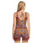 Australian Animals Pattern Print Sleeveless One Piece Swimsuit