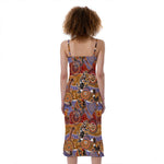Australian Animals Pattern Print Slim Fit Midi Cami Dress