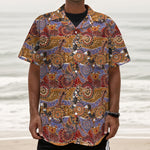 Australian Animals Pattern Print Textured Short Sleeve Shirt