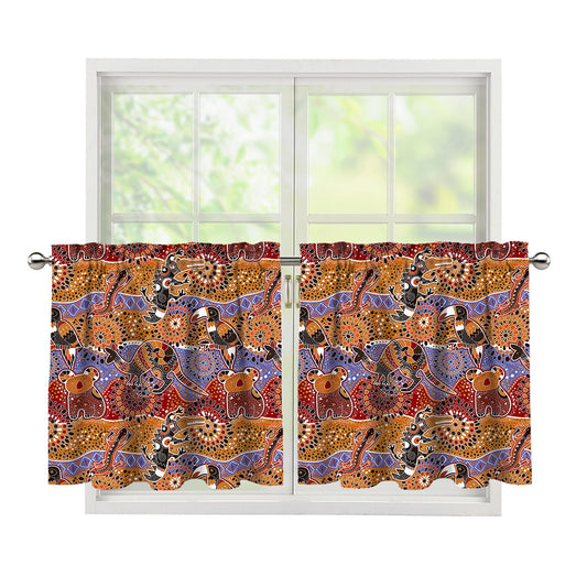 Australian Animals Pattern Print Tier Curtains