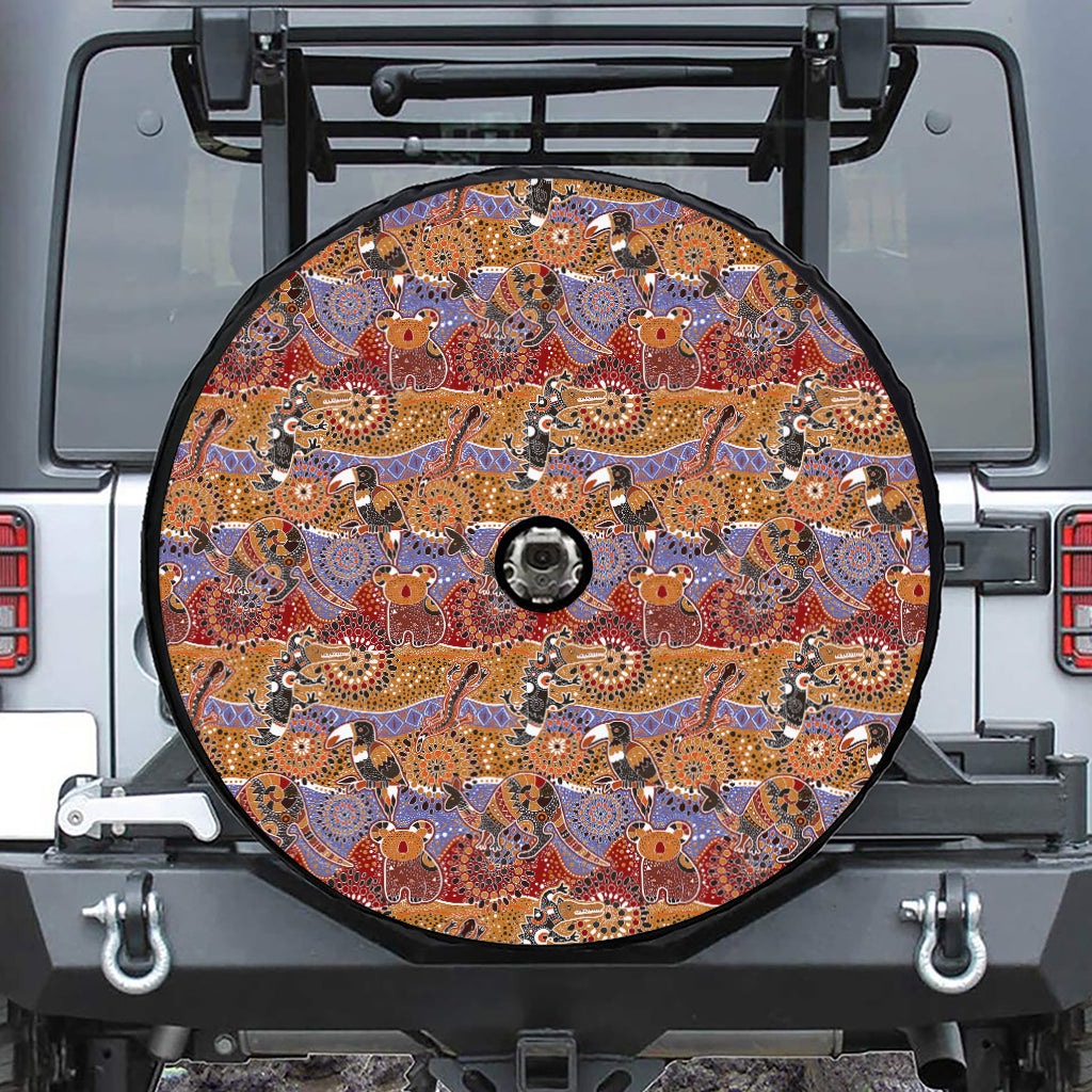 Australian Animals Pattern Print Tire Cover With Camera Hole