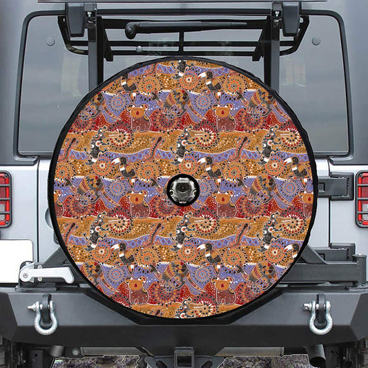 Australian Animals Pattern Print Tire Cover With Camera Hole