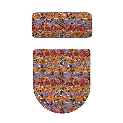 Australian Animals Pattern Print Toilet Lid And Tank Cover Set